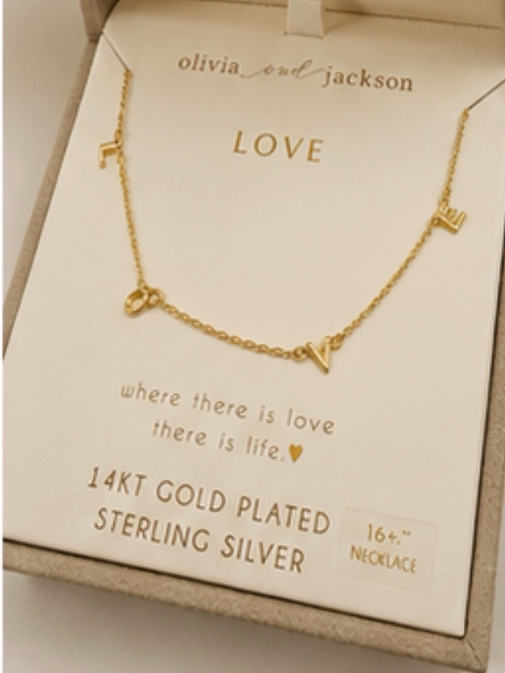 Gold 'LOVE' Letter Necklace - Gold Tone